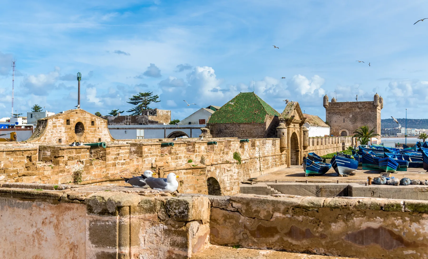 The old sea ramparts and rooftops of Essaouira on the Atlantic